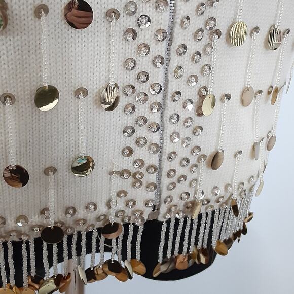 Vintage 1960s A Maxime Original 100% Wool Beaded Evening Volup Top Gypsy Fringe - Picture 6 of 15